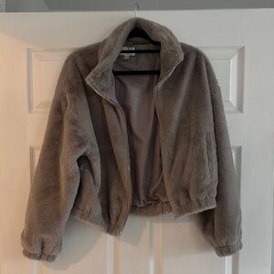 bp Women's Faux Fur Jacket - Gray